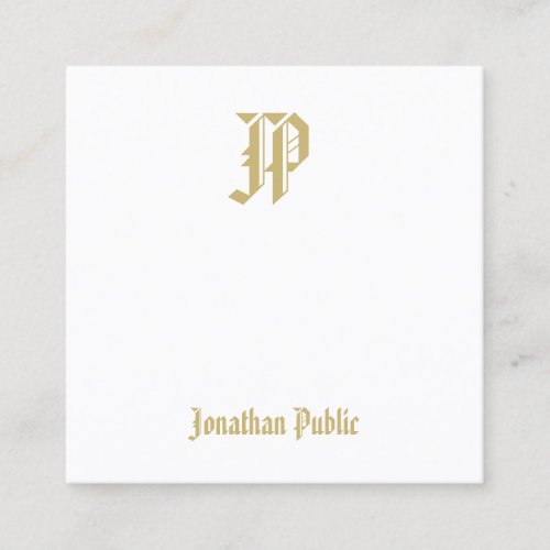 Elegant Gold Monogrammed Luxury Template Modern Square Business Card