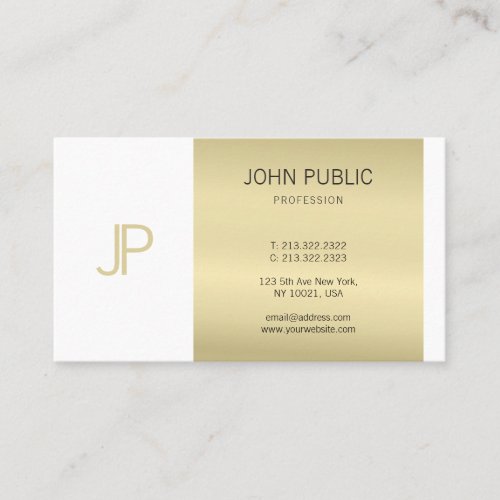 Elegant Gold Monogrammed Modern Design Luxury Business Card