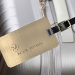 Elegant gold monogrammed name modern luggage tag<br><div class="desc">Modern luxury exclusive looking luggage tag on a faux metallic brushed gold background with geometric diamond shaped monogram. Personalize it with your name,  monogram,  and details on both sides!</div>