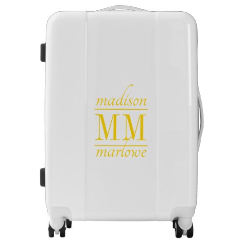 Elegant Gold Monogrammed Script Name Luggage