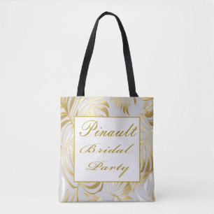 Elegant Gold Monstera Personalized Bridal Party Tote Bag