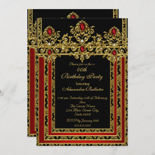 Elegant Gold Moroccan Style Red Birthday Party Invitation