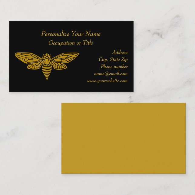 Elegant Gold Moth Flying Insect Professional Business Card (Front/Back)