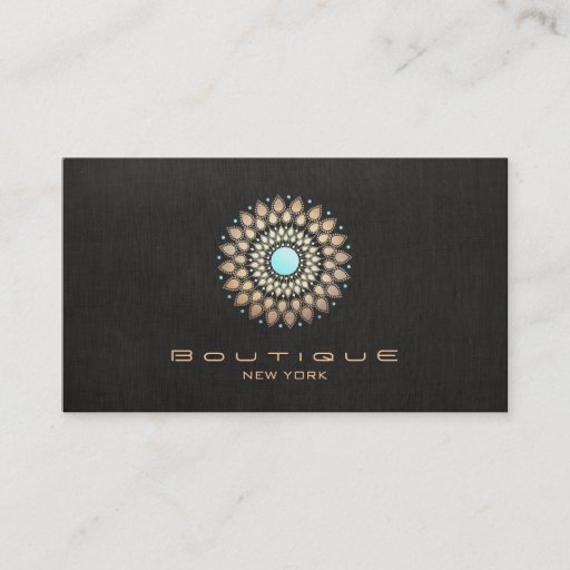 Customizable Elegant Gold Motif and Faux Black Linen Modern Business Cards