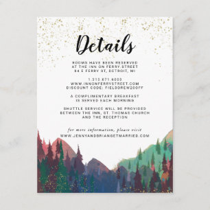 Elegant Gold Mountain Wedding Guest Details Enclosure Card