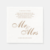 Elegant Gold Mr and Mrs Wedding Thank You Message