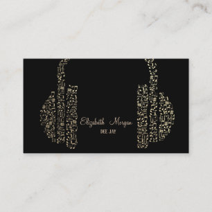 Elegant Gold Music Notes Headphone DJ Business Card