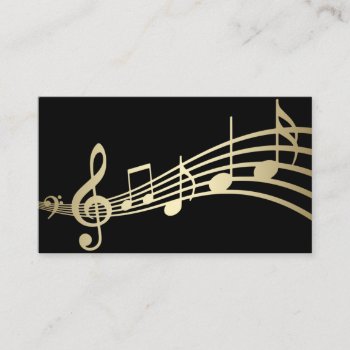 Elegant Gold Music Notes On Black | Business Card by thecelebrant at Zazzle
