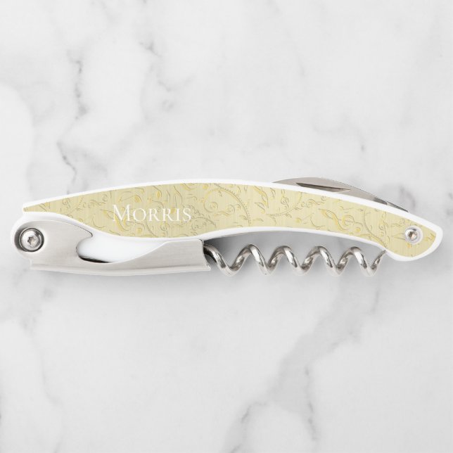 Elegant Gold Music Notes Personalized Wine Opener (Front)