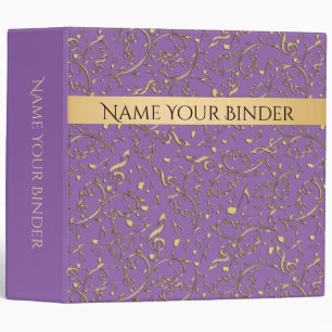 Elegant Gold Music Notes Purple Binder