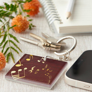 Elegant Gold Musical Notes Keychain
