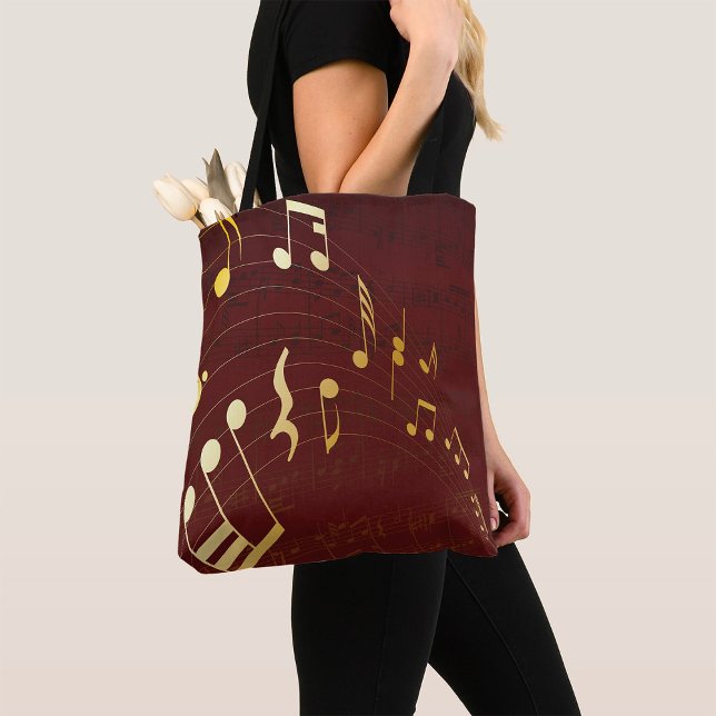 Elegant Gold Musical Notes Tote Bag (Creator Uploaded)