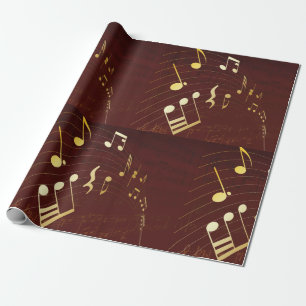 Elegant Gold Musical Notes Wrapping Paper