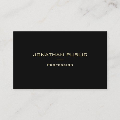 Elegant Gold Name Black Template Luxury Modern Business Card