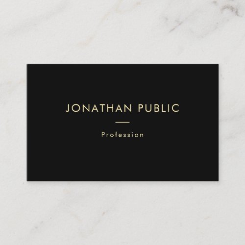 Elegant Gold Name Black Template Professional Business Card