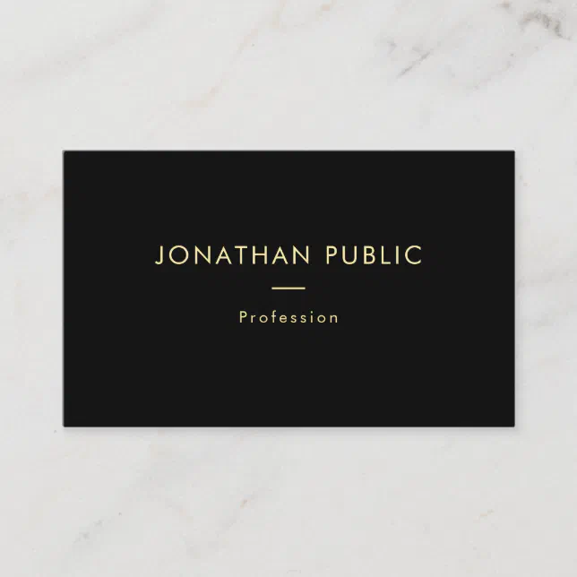 Elegant Gold Name Black Template Professional Business Card | Zazzle