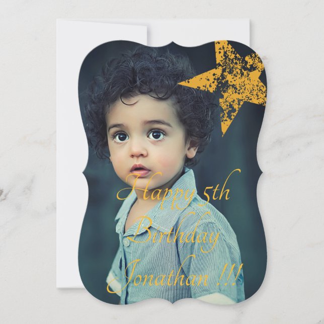 Elegant Gold Name Happy Birthday Flat Card (Front)