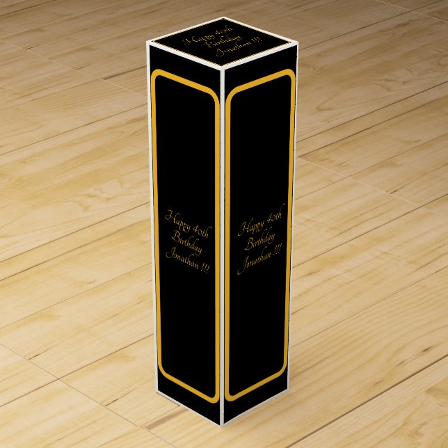 Elegant Gold Name Happy Birthday Wine Gift Box (Front)