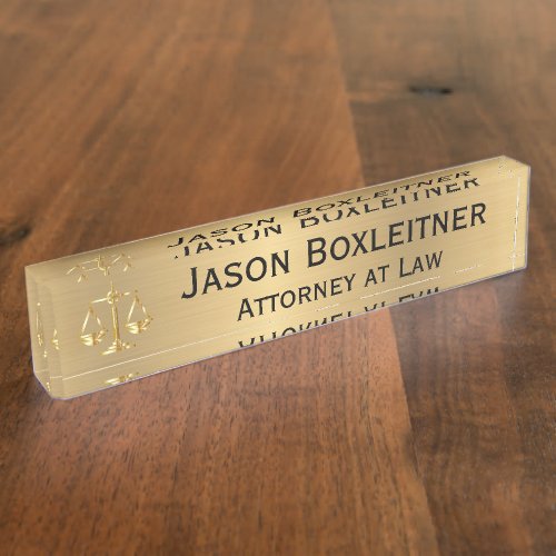 Elegant Gold Name Plate for an Attorney