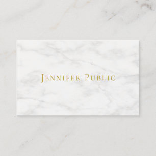 Elegant Gold Name White Marble Minimalist Modern Business Card