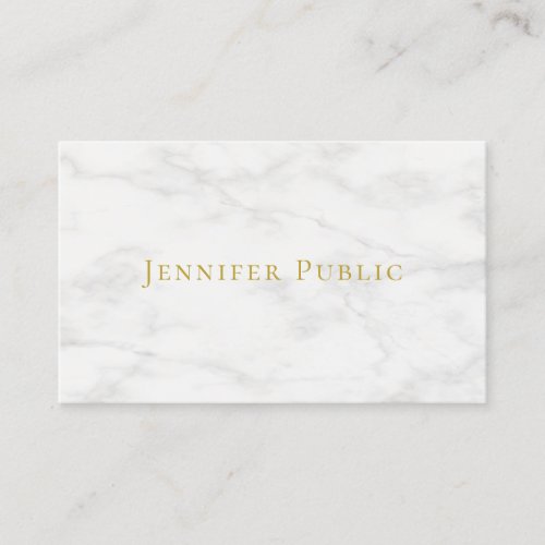 Elegant Gold Name White Marble Minimalist Modern Business Card