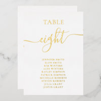 Elegant Gold names chart wedding table number