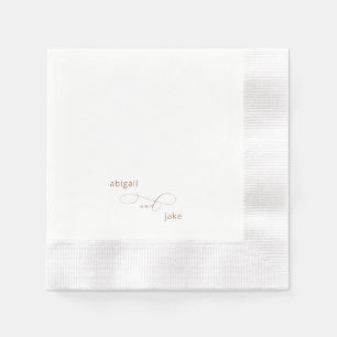 Elegant Gold Names Wedding Coined Cocktail Napkins