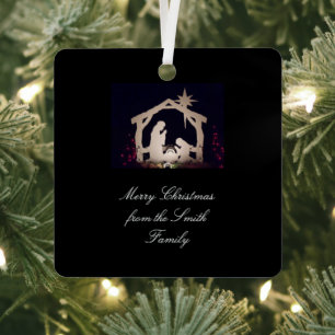 Elegant Gold Nativity Scene Christmas  Metal Ornament