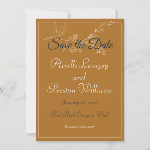 Elegant Gold, Navy and White Save The Date Card