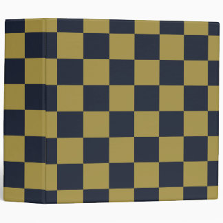 Elegant Gold & Navy Blue Checkered Pattern 3 Ring Binder