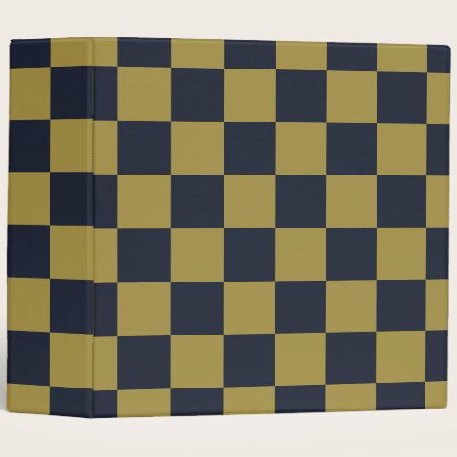 Elegant Gold & Navy Blue Checkered Pattern 3 Ring Binder
