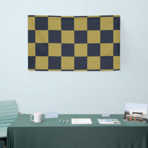 Elegant Gold & Navy Blue Checkered Pattern Banner