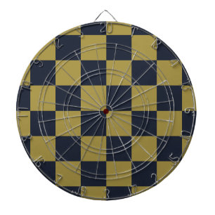 Elegant Gold & Navy Blue Checkered Pattern Dart Board