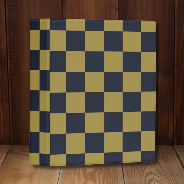 Elegant Gold & Navy Blue Checkered Pattern Mini Binder (Creator Uploaded)