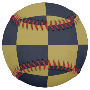 Elegant Gold & Navy Blue Checkered Pattern Softball