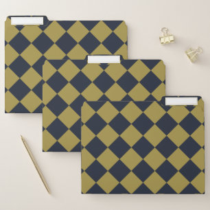 Elegant Gold & Navy Blue Diamond Pattern File Folder