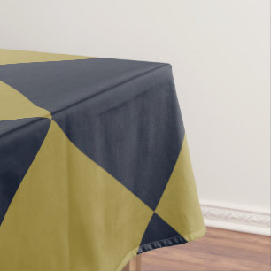 Elegant Gold & Navy Blue Diamond Pattern Tablecloth