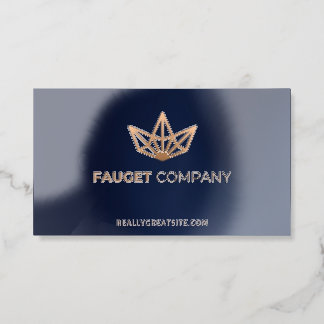Elegant Gold & Navy Blue Faucet Company Business C Raised Spot UV Business Card