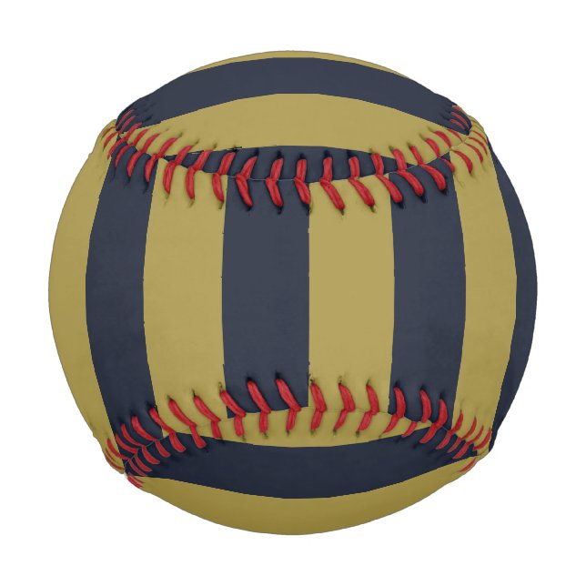 Elegant Gold & Navy Blue Vertical Stripes Baseball (Front)