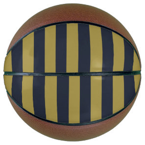 Elegant Gold & Navy Blue Vertical Stripes Basketball