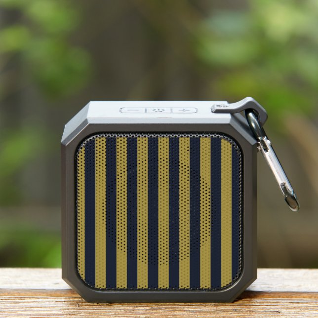 Elegant Gold & Navy Blue Vertical Stripes Bluetooth Speaker (Insitu(Outdoor))