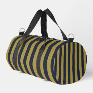 Elegant Gold & Navy Blue Vertical Stripes Duffle Bag