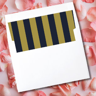 Elegant Gold & Navy Blue Vertical Stripes Envelope Liner