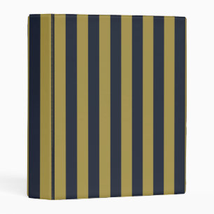 Elegant Gold & Navy Blue Vertical Stripes Mini Binder