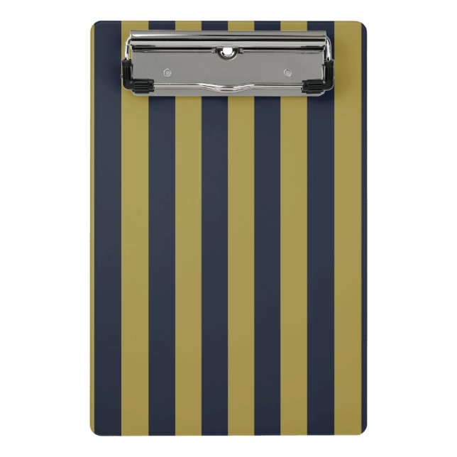 Elegant Gold & Navy Blue Vertical Stripes Mini Clipboard (Front)