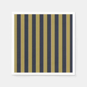 Elegant Gold & Navy Blue Vertical Stripes Napkins