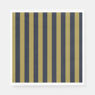 Elegant Gold & Navy Blue Vertical Stripes Napkins