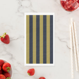Elegant Gold & Navy Blue Vertical Stripes Paper Guest Towels
