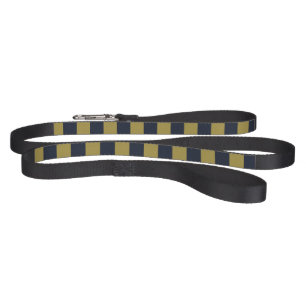 Elegant Gold & Navy Blue Vertical Stripes Pet Leash
