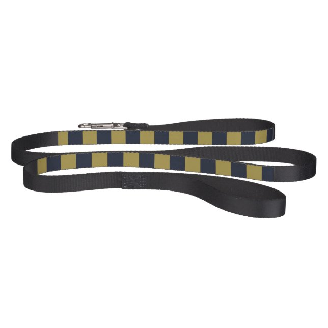 Elegant Gold & Navy Blue Vertical Stripes Pet Leash (Full)